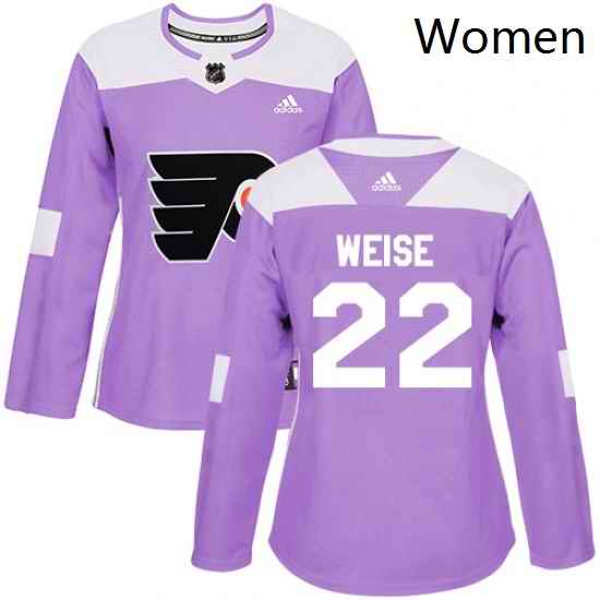 Womens Adidas Philadelphia Flyers 22 Dale Weise Authentic Purple Fights Cancer Practice NHL Jersey